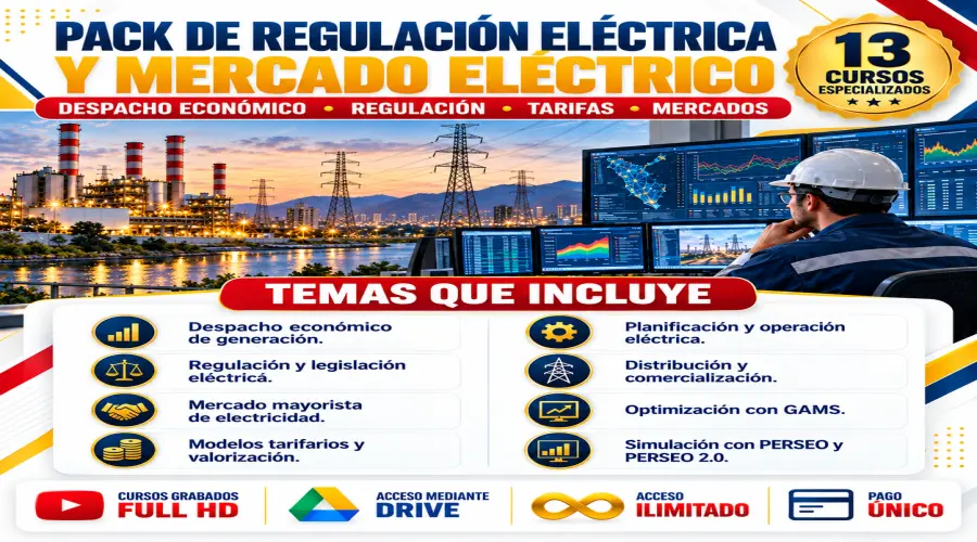 Portada del curso PACK DE REGULACIÓN ELÉCTRICA Y MERCADO ELÉCTRICO