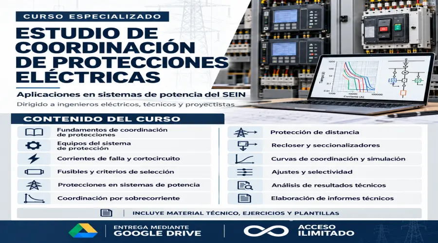 Portada del curso ESTUDIO DE COORDINACIÓN DE PROTECCIONES ELECTRICAS