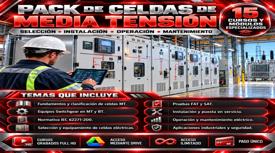 Portada del curso PACK DE CURSOS DE CELDAS DE MEDIA TENSIÓN (MT)
